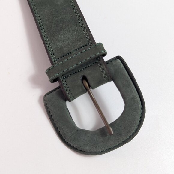 Vtg 80s Banana Republic Safari Travel Green Leather Belt England Made Size 28 - Picture 2 of 8